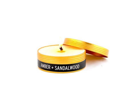 Akwaaba "Amber + Sandalwood" Travel Tin Candle