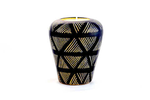 Graphic Black And White Tea Light/Taper Candle Holder (Kenya)