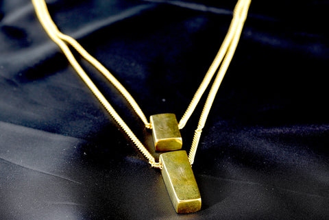 Brass Double Pendant Bar Necklace (Kenya)